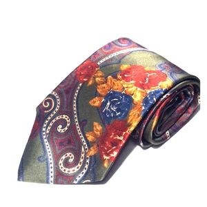 Vintage 90s Silk Necktie by Bill Bass Men’s Floral Tie
